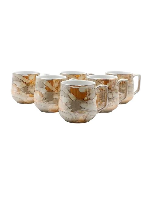 caffeine ceramic tea and coffee cup - 6 pieces, glossy golden, 150 ml - 19408786 - Very Small Image - 1