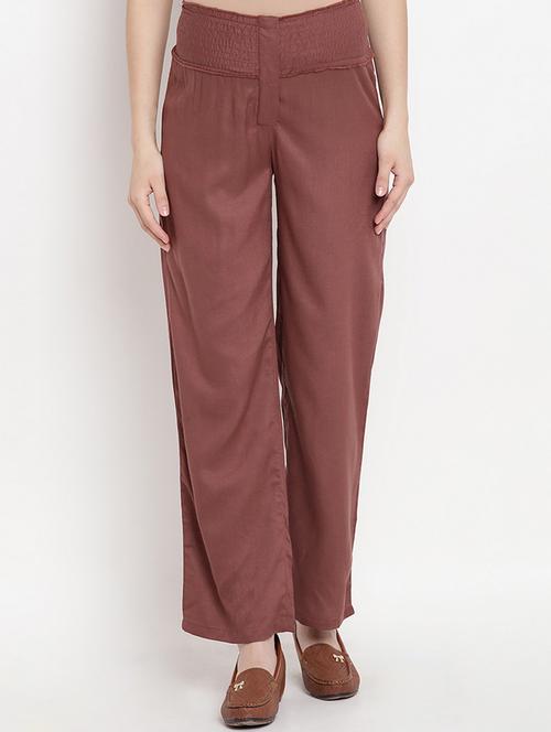 brown rayon maternity trouser - 19409533 - Very Small Image - 1