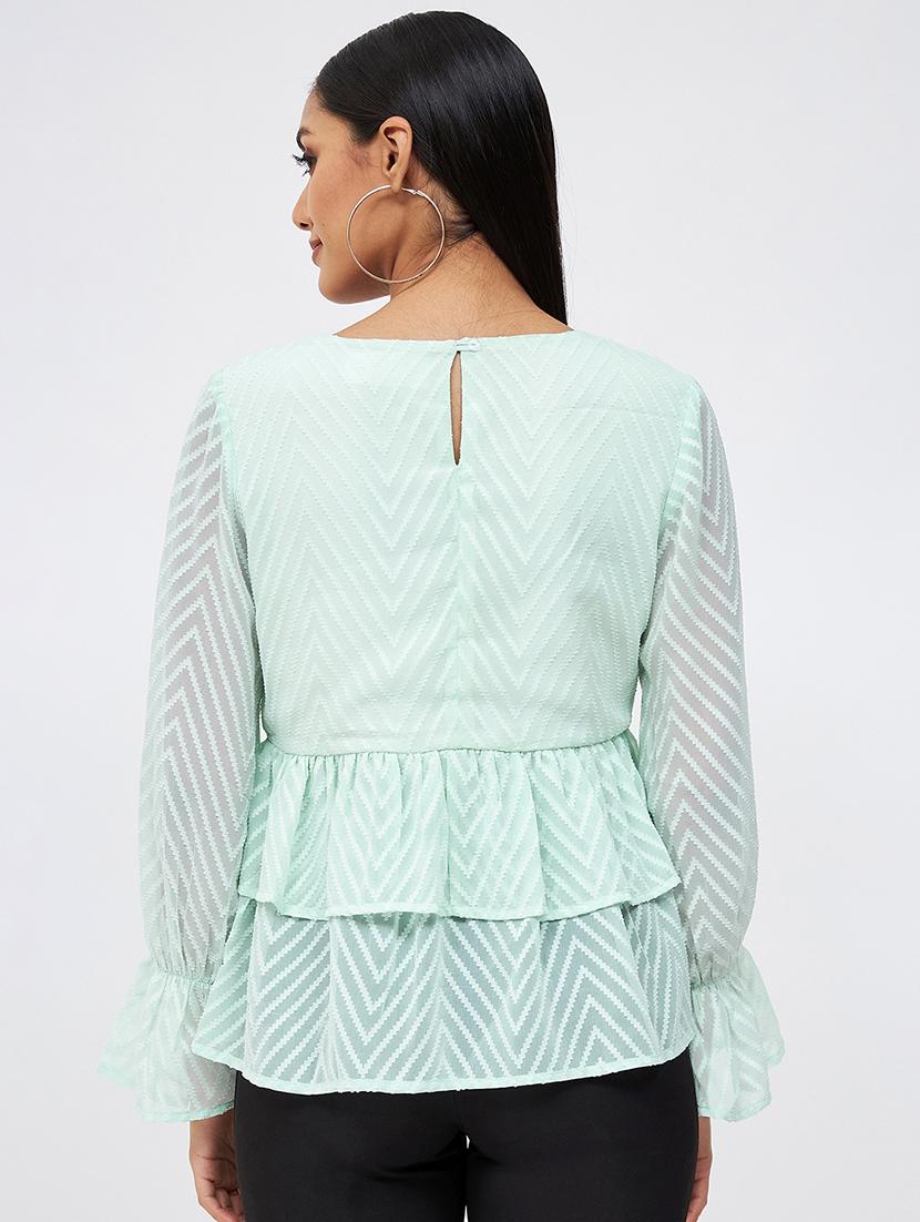 self design chiffon peplum top - 19411703 - Zoom Image - 2