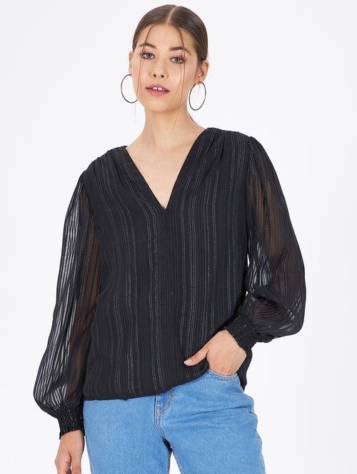 self design chiffon regular top - 19411722 - Very Small Image - 1