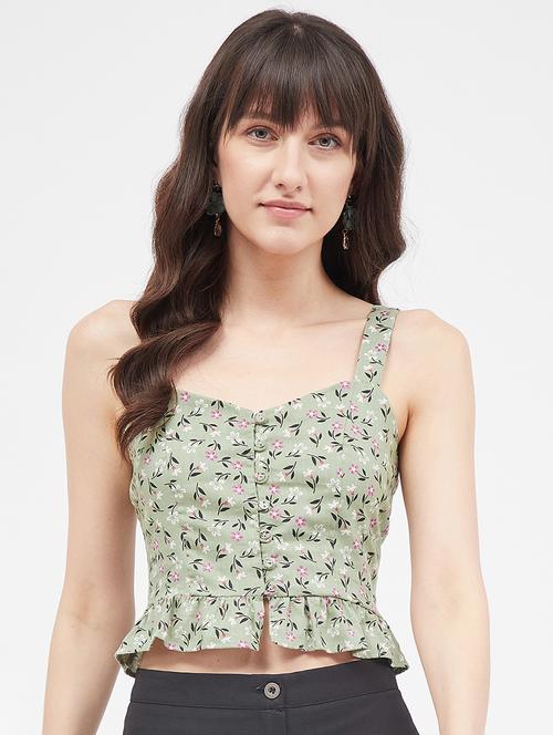florals print rayon crop top - 19411737 - Very Small Image - 1