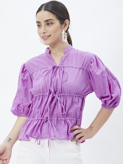 self design cotton straight top - 19411798 - Very Small Image - 1