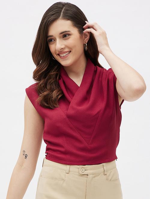 solids crepe crop top - 19411874 - Very Small Image - 1