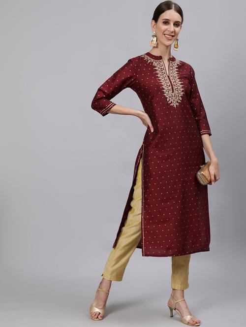 women's straight kurta - 19412246 - Very Small Image - 1