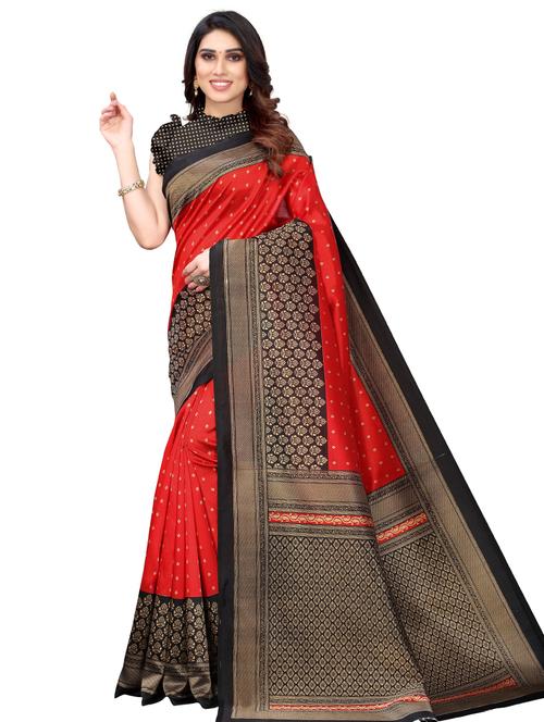 printed bordered saree with blouse - 19414180 - Very Small Image - 1