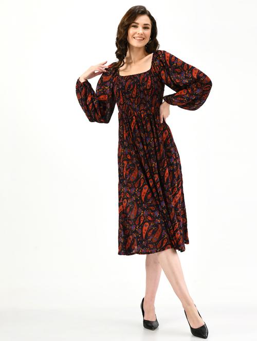 women's fit & flare paisley dress - 19414489 - Very Small Image - 1
