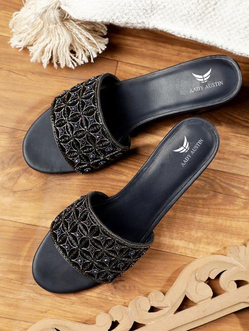 black embellished slip on block heel sandals - 19414992 - Very Small Image - 1