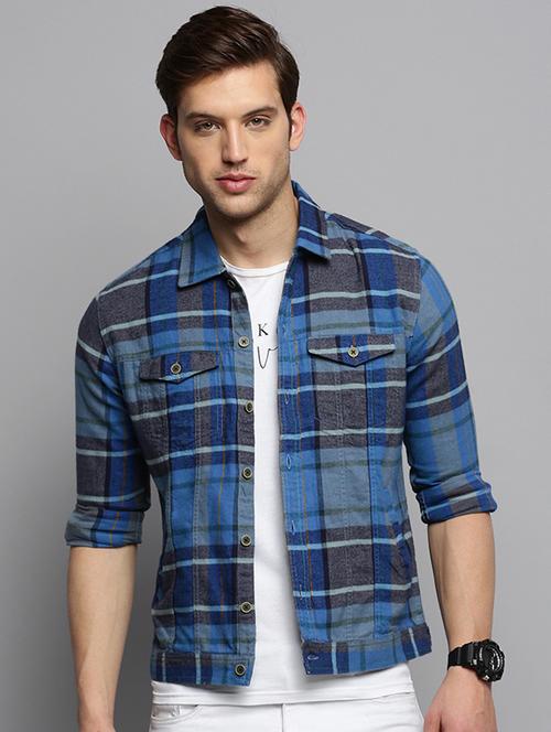 checks denim casual jacket - 19415002 - Very Small Image - 1
