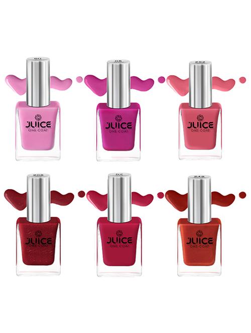 juice quick-dry, chip resistant, f&d approved colors & pigments, 6 in 1 nail polish combo 02 pretty pinks & royal reds - 19416294 - Very Small Image - 1