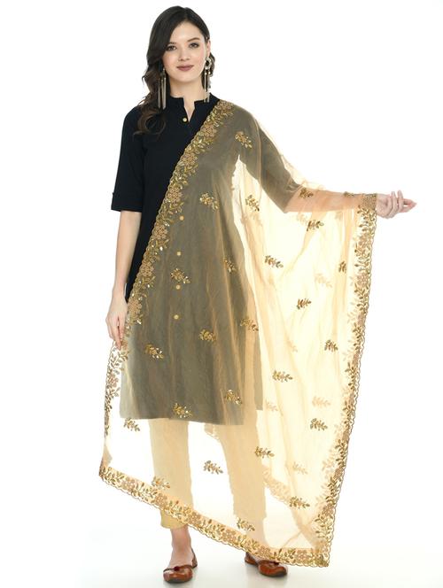 gold embroidered dupatta - 19416914 - Very Small Image - 1