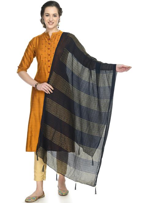 blue stripe embroidered dupatta - 19417120 - Very Small Image - 1