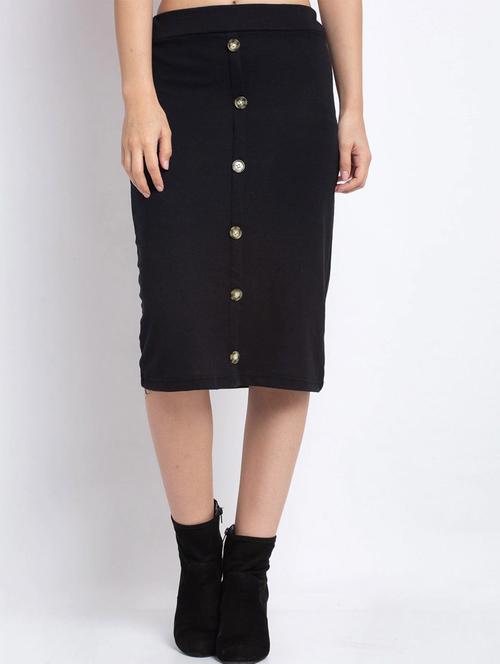black solid a-line skirt - 19417210 - Very Small Image - 1