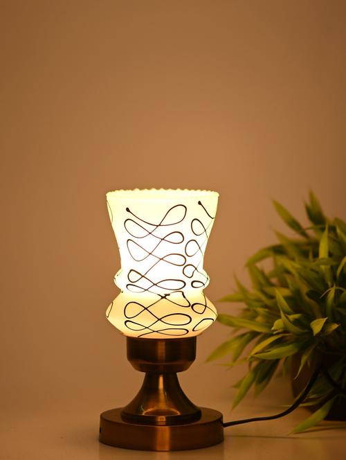 designer led compatible table lamp with decorated glass shade - 19417563 - Very Small Image - 1