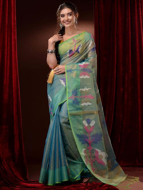 self design handloom saree with blouse - 19417736 - Very Small Image - 1