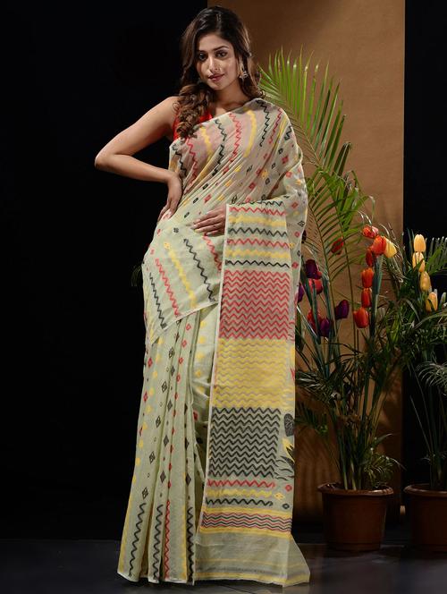 women's self design light green colored saree with blouse - 19417880 - Very Small Image - 1