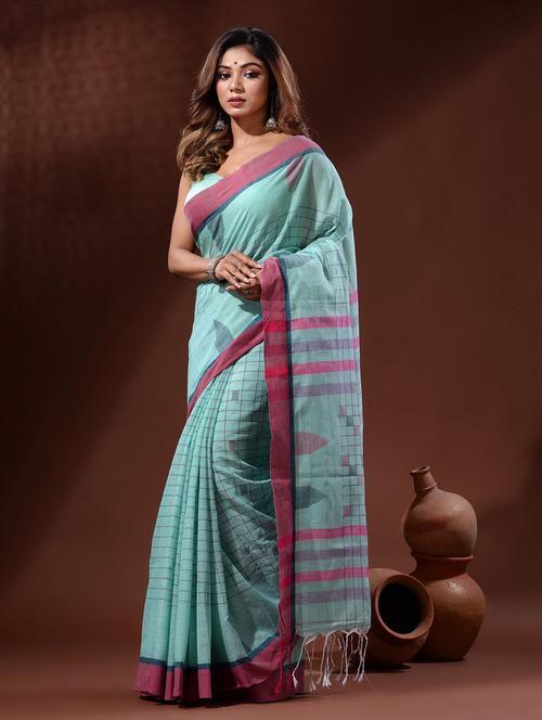 women's self design light blue colored saree with blouse - 19418018 - Very Small Image - 1