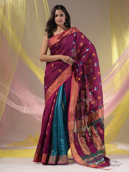 women's self design magenta colored saree - 19418193 - Very Small Image - 1