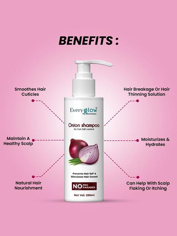 everyglow onion shampoo for all types hair freefrom parabens and sulphate - 19419543 - Standard Image - 2