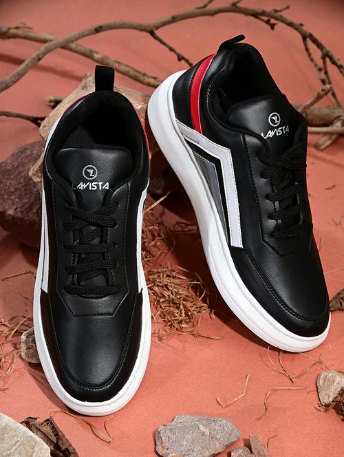 black synthetic lace up sneakers - 19420287 - Very Small Image - 1