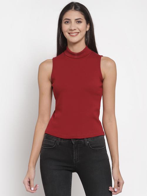 stretchable high neck sleeveless top - 19421577 - Very Small Image - 1