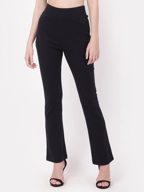 black solid  flat front trousers - 19421610 - Very Small Image - 1