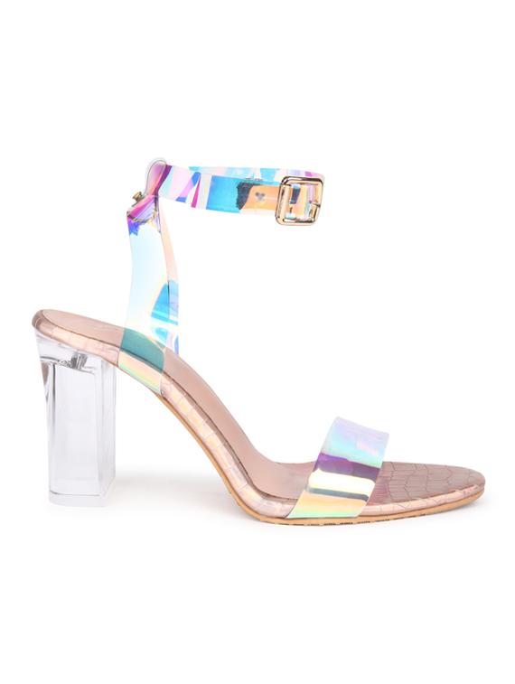 gold synthetic ankle strap sandals - 19422330 - Zoom Image - 1