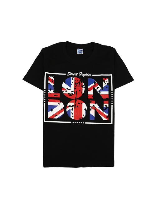 Black Printed Round Neck T-shirt - 19422747 - Very Small Image - 1