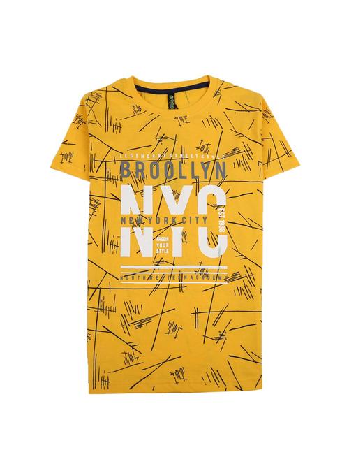 yellow printed round neck t-shirt - 19422795 - Very Small Image - 1