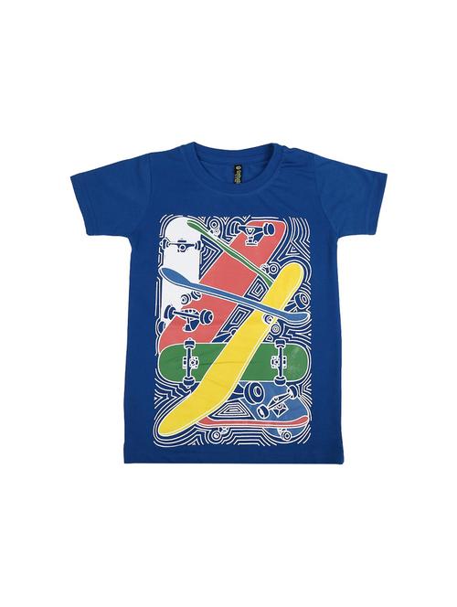 blue printed round neck t-shirt - 19422811 - Very Small Image - 1