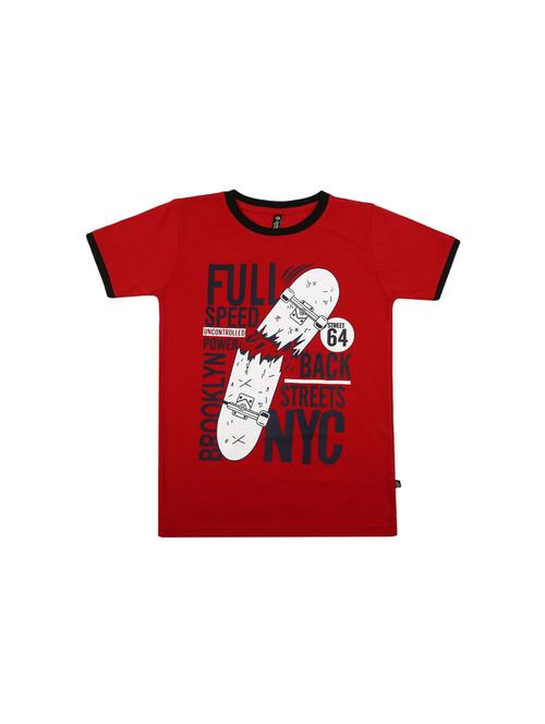 red printed round neck t-shirt - 19422816 - Very Small Image - 1