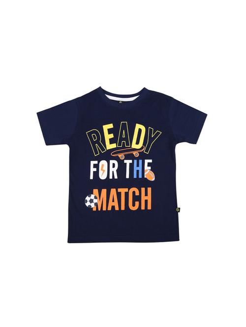 navy blue printed round neck t-shirt - 19422878 - Very Small Image - 1