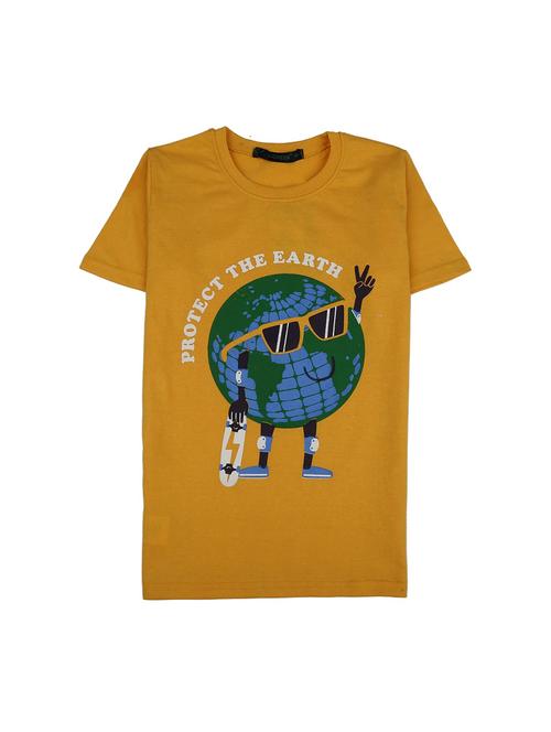 Mustard Printed Round Neck T-shirt - 19422918 - Very Small Image - 1