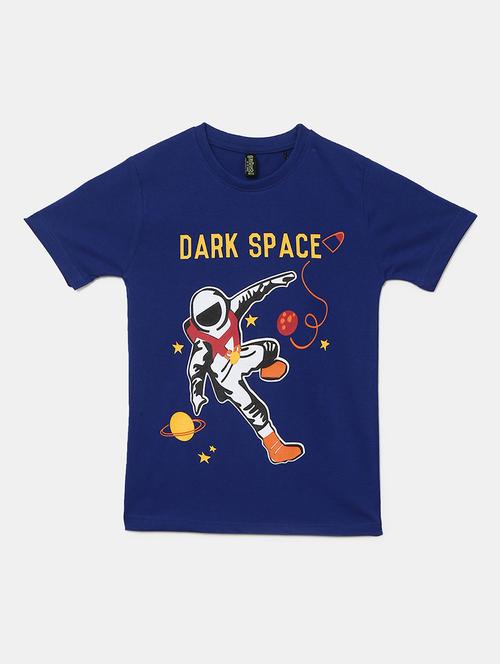 blue printed round neck t-shirt - 19422936 - Very Small Image - 1