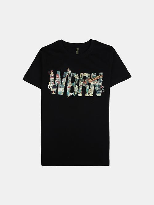 black printed round neck t-shirt - 19423177 - Very Small Image - 1