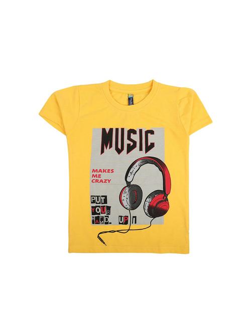 yellow printed round neck t-shirt - 19423253 - Very Small Image - 1