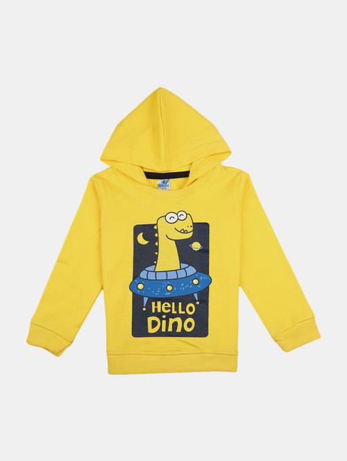 Yellow Printed Hooded Neck T-shirt - 19423321 - Very Small Image - 1
