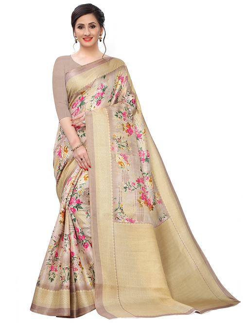 floral printed saree with blouse - 19423893 - Very Small Image - 1