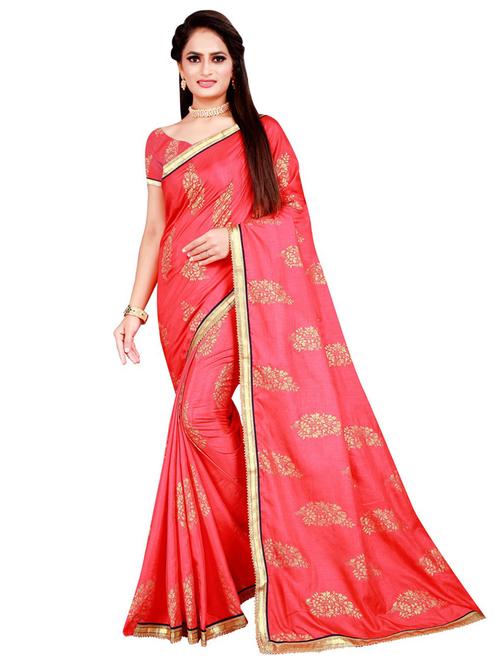contrast bordered printed saree - 19424142 - Very Small Image - 1