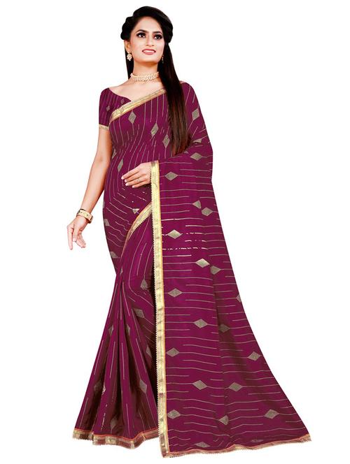 contrast bordered printed saree - 19424148 - Very Small Image - 1