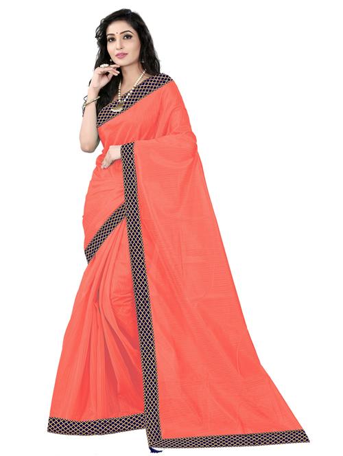 solid plain saree with blouse - 19427284 - Very Small Image - 1