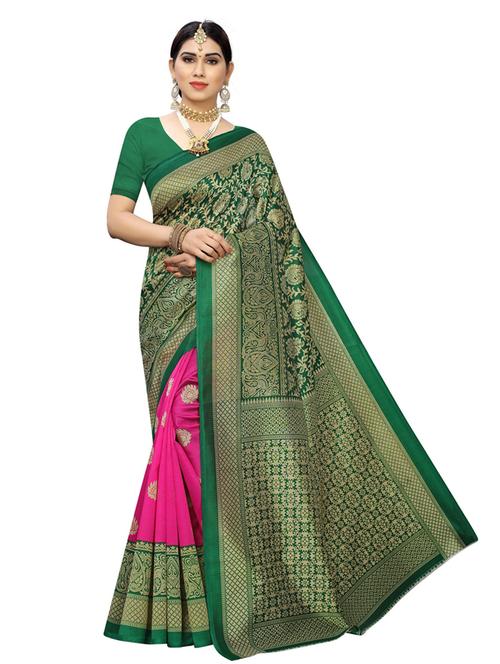 women's self design green colored saree with blouse - 19430111 - Very Small Image - 1