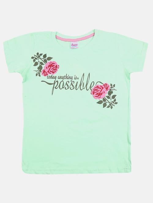 girls round neck front print t-shirt - 19430561 - Very Small Image - 1