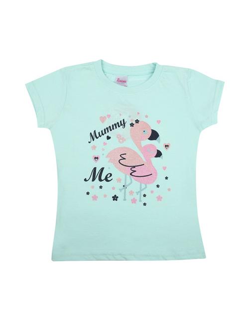 girls round neck front print t-shirt - 19430565 - Very Small Image - 1