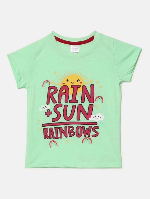 girls round neck front print t-shirt - 19430700 - Very Small Image - 1