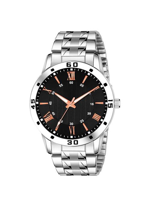 men's steel chain  silver black men style boys hand watch gents 2022 steel chain - 19431191 - Very Small Image - 1