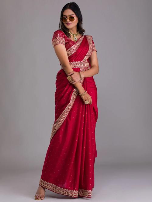 self design embroidered saree with blouse - 19431674 - Very Small Image - 1