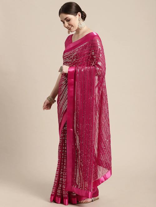 self design georgette saree with blouse - 19431681 - Very Small Image - 1