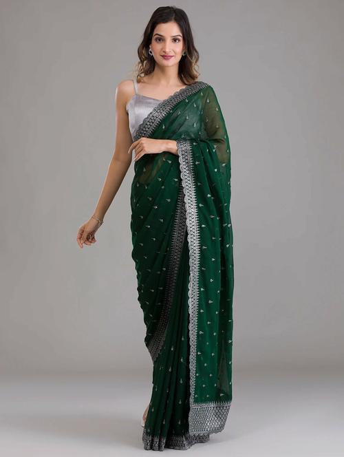 self design embroidered saree with blouse - 19431708 - Very Small Image - 1