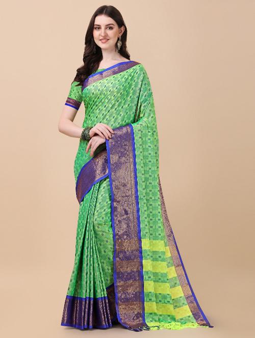 self design printed saree with blouse - 19431763 - Very Small Image - 1