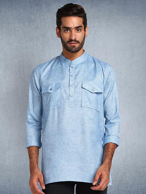 solids cotton short kurta - 19432008 - Very Small Image - 1